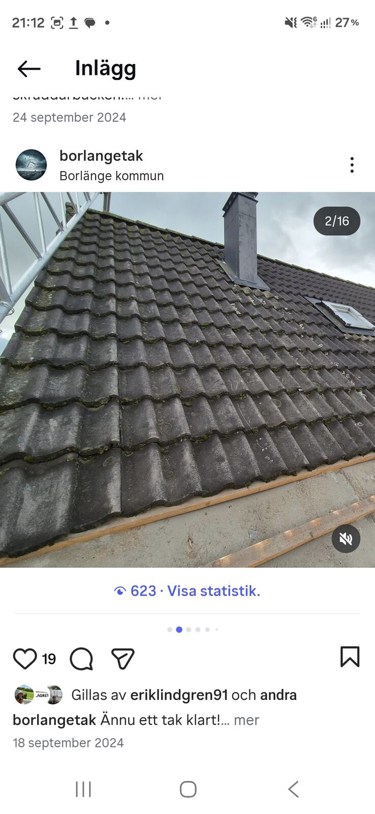 Tak före renovering i Borlänge